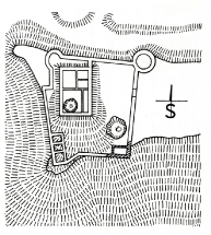 Nejstarší půdorys hradu nalezený Augustem Sedláčkem v pozůstalosti Františka Alexandra Hebera vznikl někdy v průběhu 40. let 19. století. Archiv Archaia