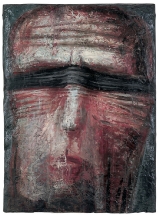 Hlava III, 1969; olej, heraklit, Galerie Zlatá husa, Praha