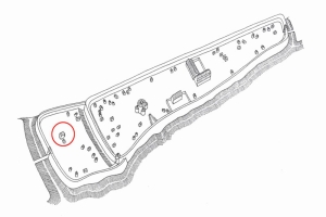 Náznaková rekonstrukce zástavby Pražského hradu okolo roku 1000 s vyznačením stavby kostela Panny Marie. Podle Petra Chotěbora