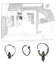 Půdorys kostela Panny Marie a nálezy z knížecího hrobu. Archiv Archeologického ústavu AV ČR, Praha, v. v. i., pracoviště Pražský hrad