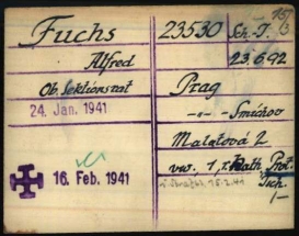 Registrační karta Alberta Fuchse v Dachau