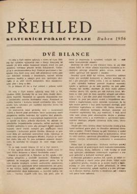 Přehled kulturních pořadů v Praze duben 1956