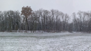 Pohled na zasněženou akropoli