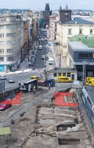 Průhled Hybernskou ulicí